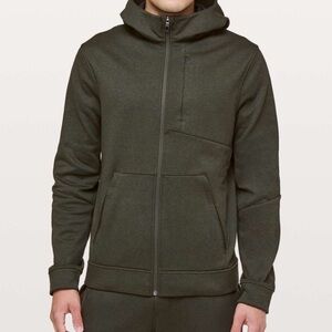 Lululemon Mens city sweat zip hoodie thermo heather dark olive L